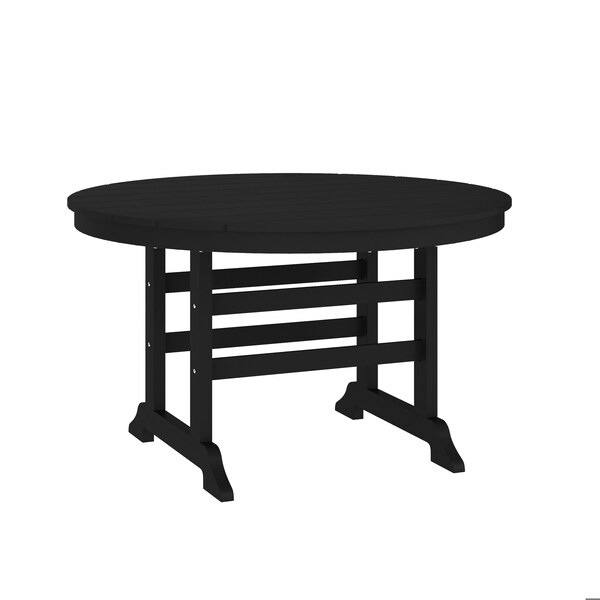 Flash Furniture Colonel Commercial Grade Indoor/Outdoor 48-in Rnd Recycled HDPE Adirondack Dining Table for 4, Blk LE-HMP-248-01-BLK-GG - main